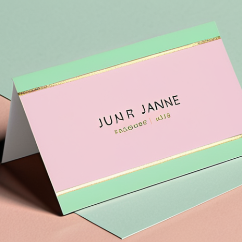 Home 7 **Colorful Business Card Design**
Create an image of a stylish business card showcasing a pastel color scheme. The card should feature a cheerful and elegant design, incorporating soft hues like light pink, mint green, and lavender. Include elements such as a unique font that highlights the name prominently, and subtle accents of gold or silver for a professional touch.